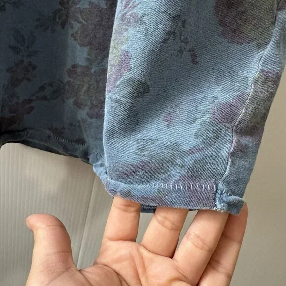 Vintage y2k Abercrombie & Fitch Garmen Dyed Floral Print T-shirt Top Sz L - Picture 4 of 14